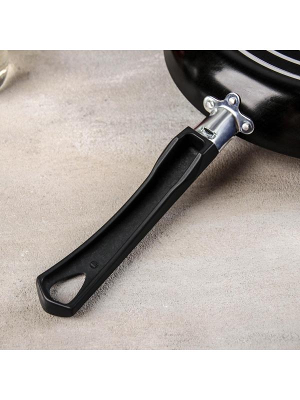 Сковорода Consul, d=26 см, пластиковая ручка, стеклянная крышка, антипригарное покрытие, цвет чёрный