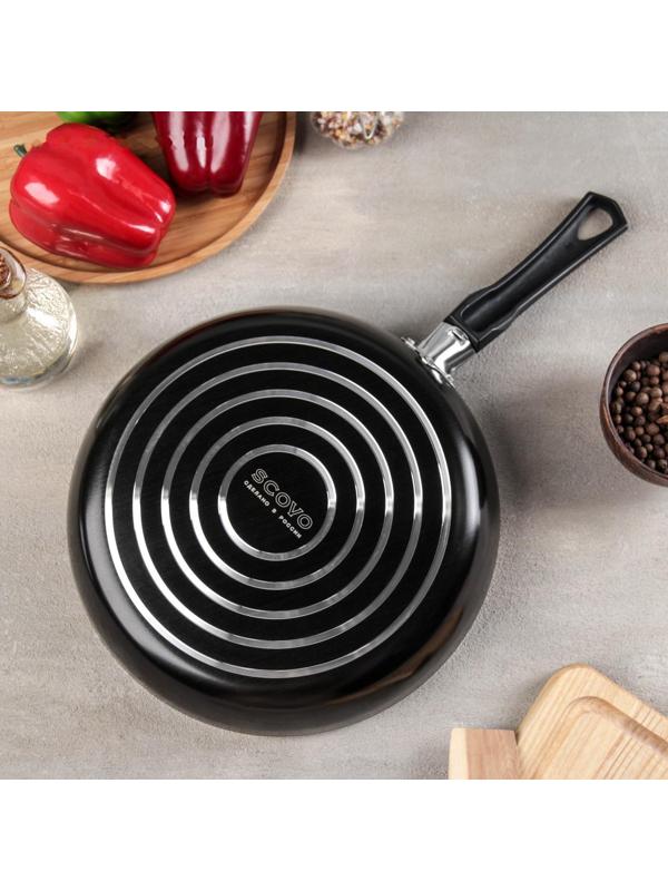 Сковорода Consul, d=26 см, пластиковая ручка, стеклянная крышка, антипригарное покрытие, цвет чёрный