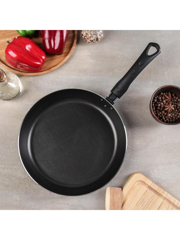 Сковорода Consul, d=26 см, пластиковая ручка, стеклянная крышка, антипригарное покрытие, цвет чёрный