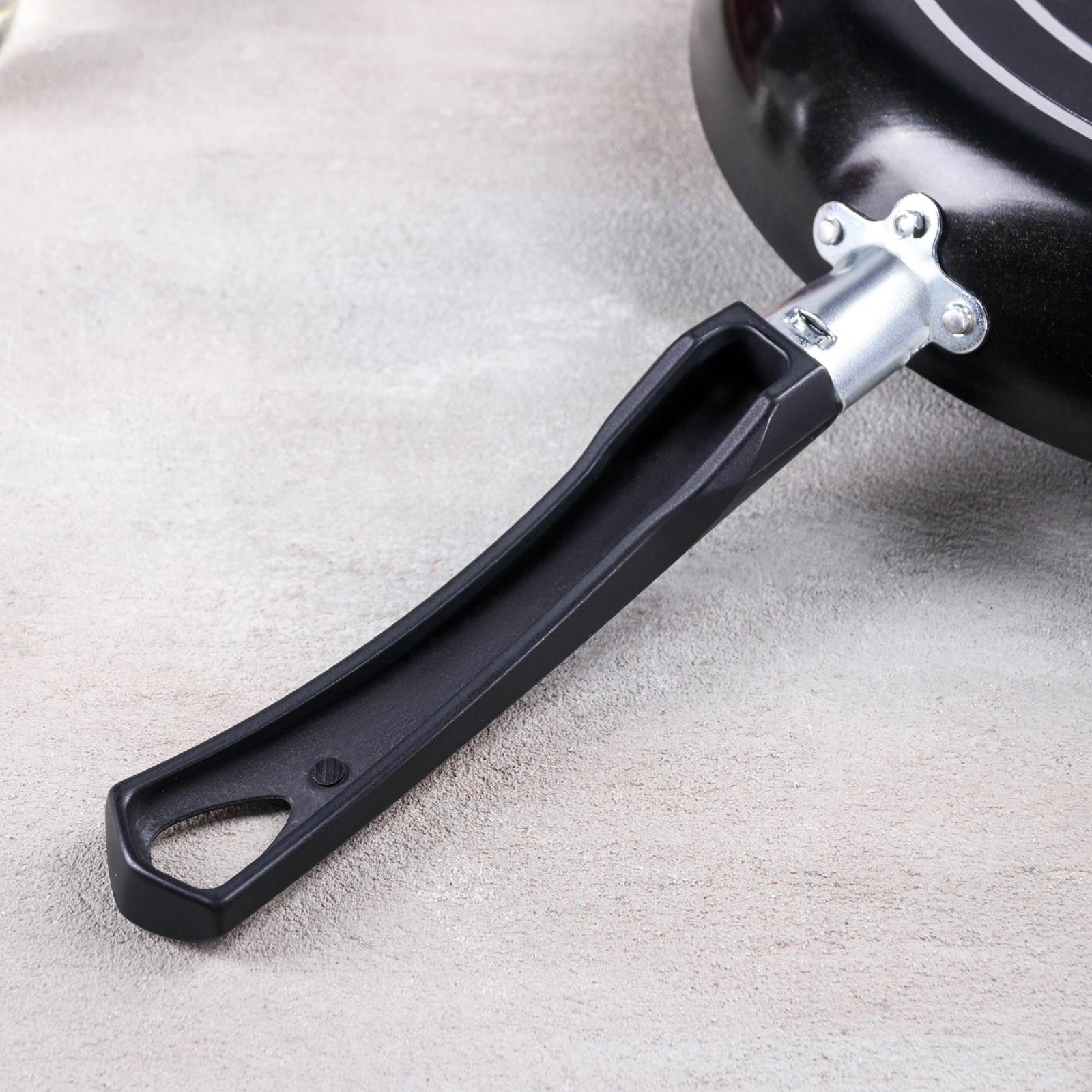 Сковорода Consul, d=28 см, пластиковая крышка, стеклянная крышка, антипригарное покрытие, цвет чёрный