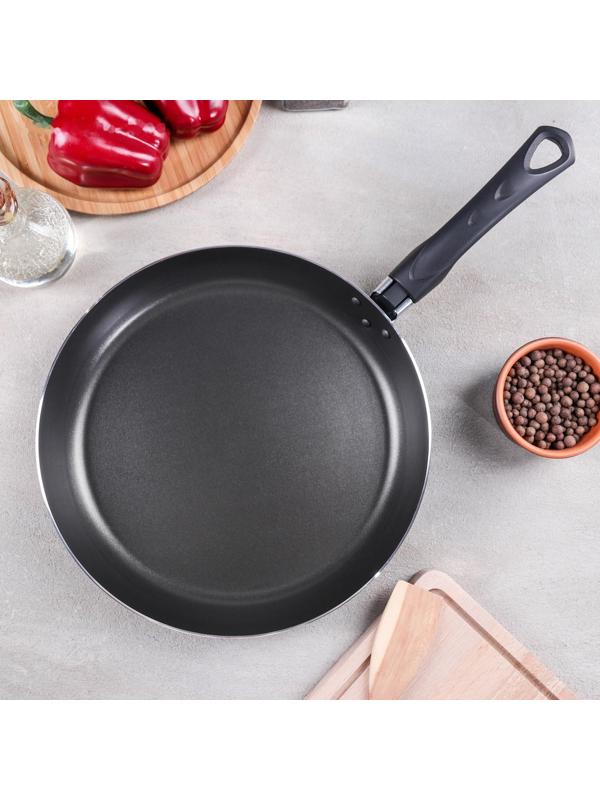 Сковорода Consul, d=28 см, пластиковая крышка, стеклянная крышка, антипригарное покрытие, цвет чёрный