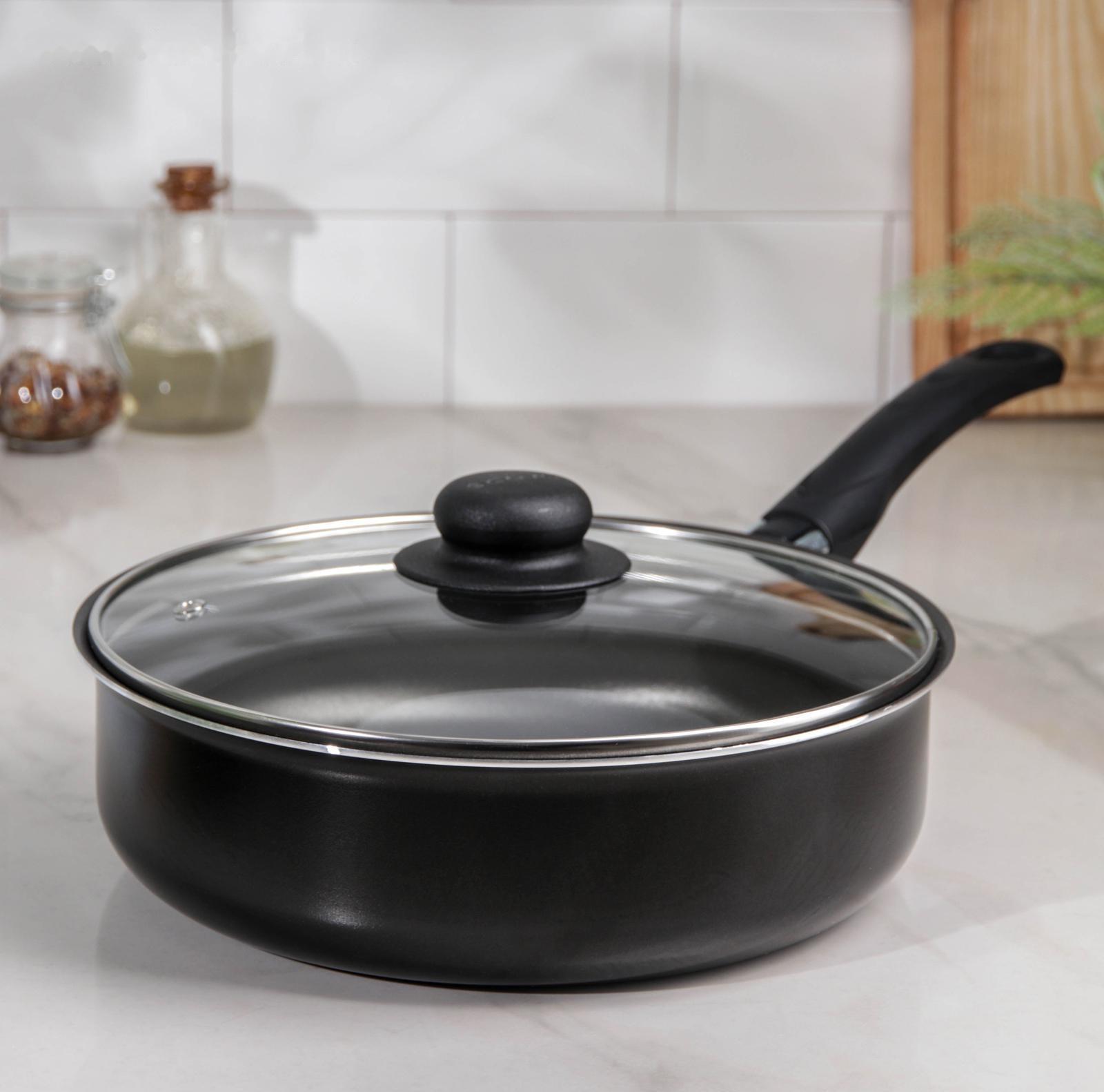 Сотейник Consul, 2,8 л, d=24 см, стеклянная крышка, пластиковая ручка, антипригарное покрытие, цвет чёрный