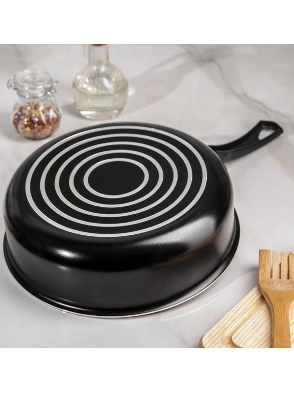 Сотейник Consul, 2,8 л, d=24 см, стеклянная крышка, пластиковая ручка, антипригарное покрытие, цвет чёрный