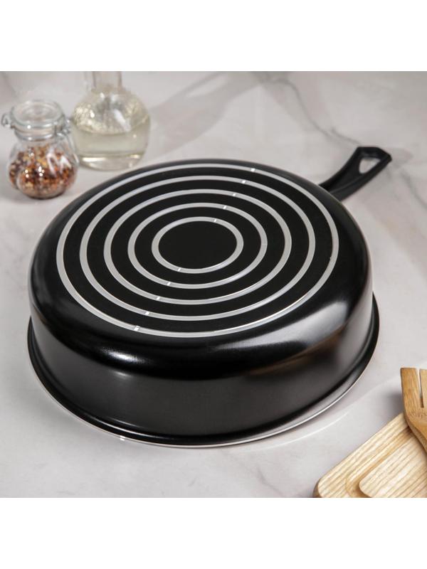 Сотейник Consul, 3,7 л, d=26 см, стеклянная крышка, пластиковая ручка, антипригарное покрытие, цвет чёрный