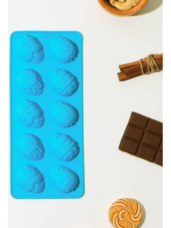 Форма для льда и кондитерских украшений Доляна «Пасха», 22×11×3 см, силикон, 10 ячеек, цвет МИКС