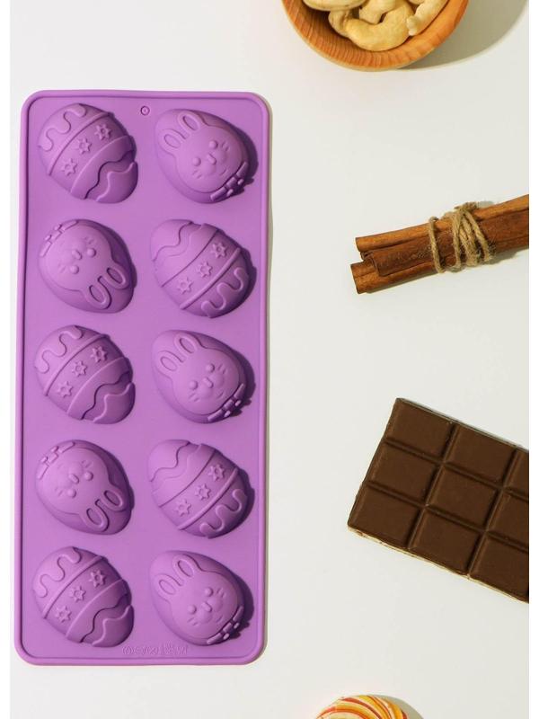 Форма для льда и кондитерских украшений Доляна «Пасха», 22×11×3 см, силикон, 10 ячеек, цвет МИКС