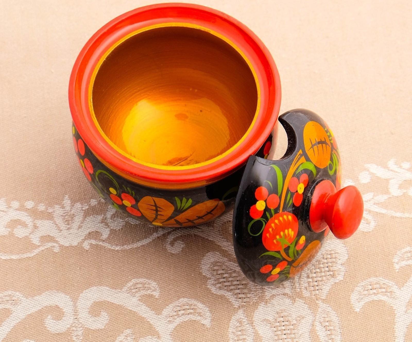 Сахарница «Ягодка», малая, 9×9 см, хохлома