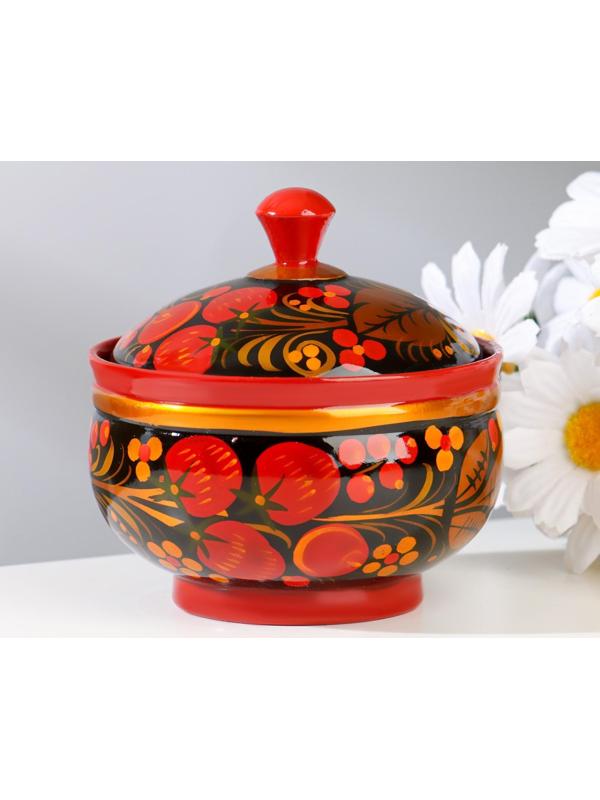 Сахарница «Ягодка», малая, 9×9 см, хохлома