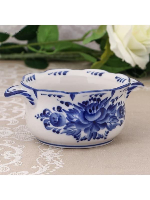 Бульонница «Рябинушка», с ручками, H=7 см, 0,45 л, гжель