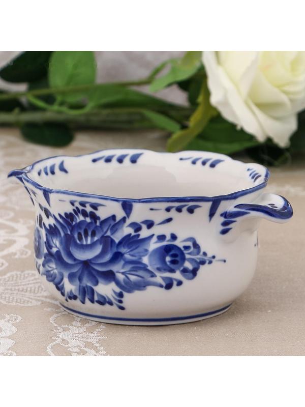 Бульонница «Рябинушка», с ручками, H=7 см, 0,45 л, гжель