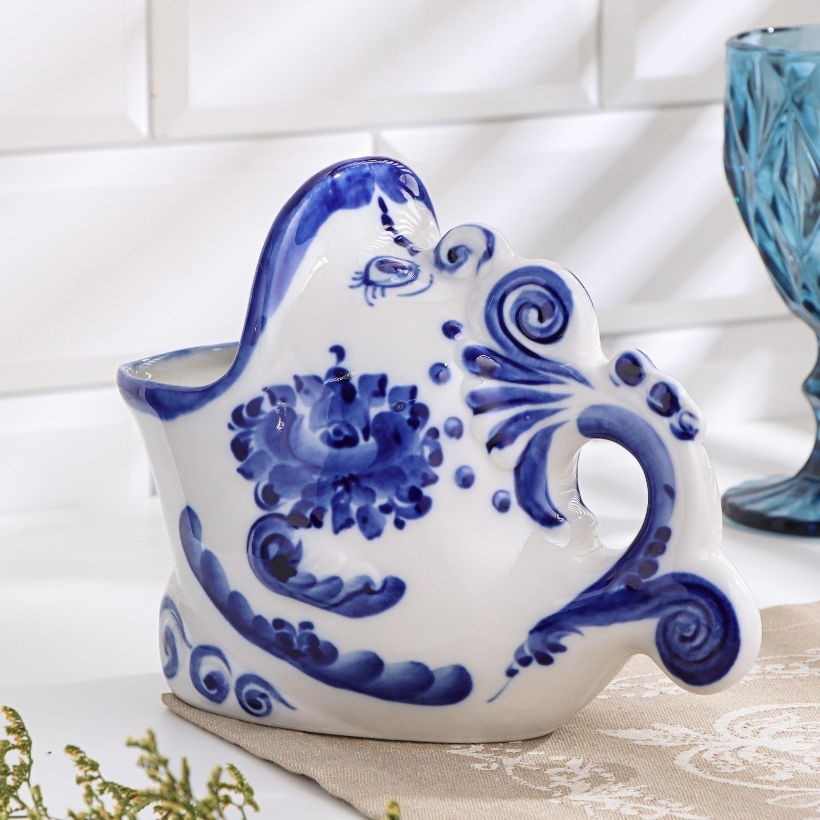 Подставка для ложек «Чудо-рыба», 10х16,5х13,5, гжель