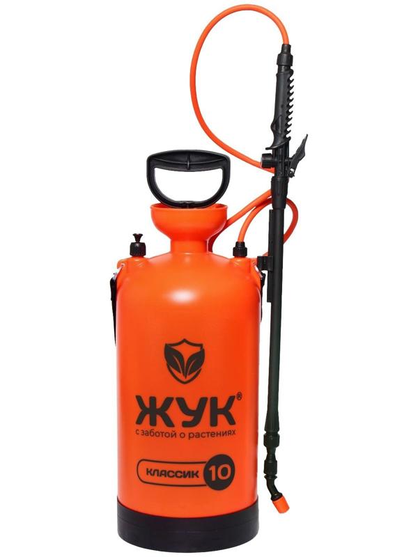 Опрыскиватель помповый ОП-207, 10 л, термоусадка, пластиковый брандспойт 208, «Жук»