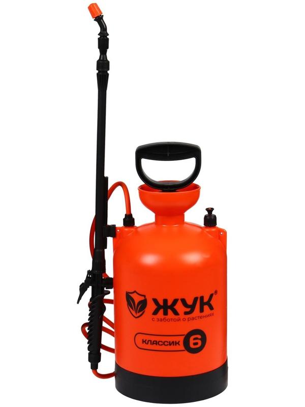 Опрыскиватель помповый ОП-209, 6 л, термоусадка, пластиковый брандспойт 208, «Жук»