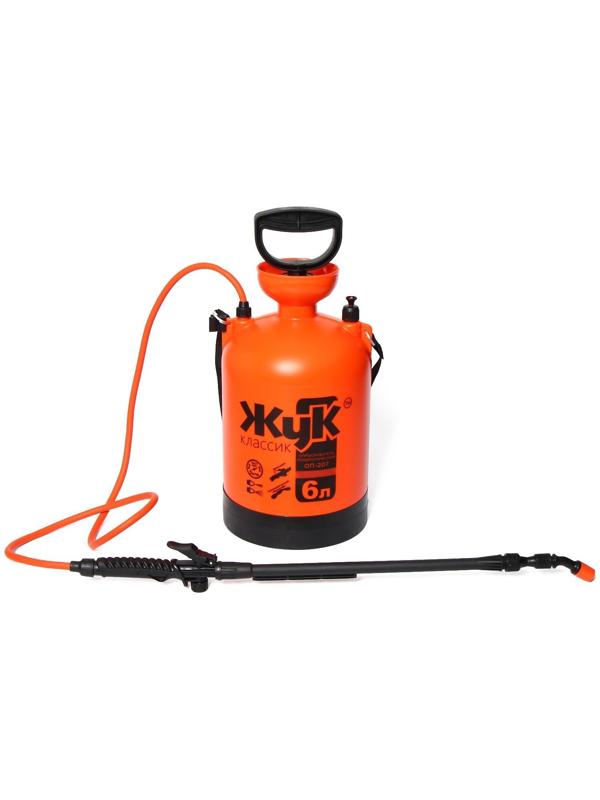Опрыскиватель помповый ОП-209, 6 л, термоусадка, пластиковый брандспойт 208, «Жук»