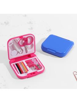 Швейный набор дорожный, 20 предметов, в складной пластиковой коробке, 7 × 6,5 × 2 см, цвет МИКС