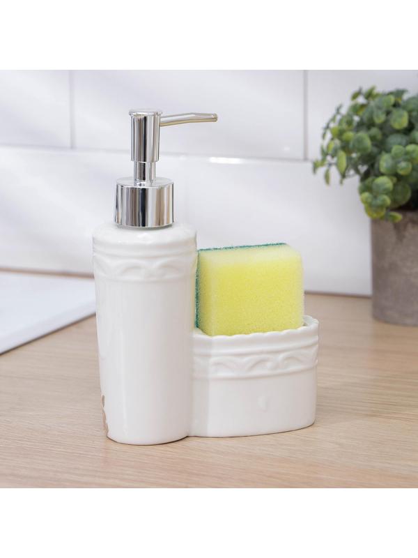 Дозатор для моющего средства с подставкой для губки Доляна «Роза золотая», 200 мл