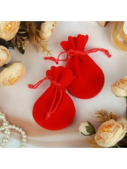 Мешочек бархатный, 7 х 9 (размер полезной части 6 х 6), цвет красный