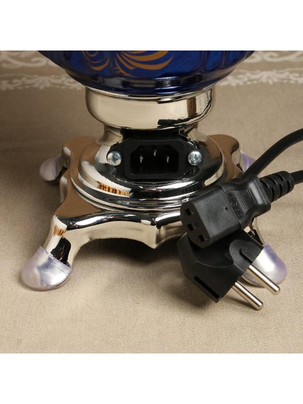 Набор «Жостово на синем», рюмка, 3 предмета, самовар 3 л, заварочный чайник 0,7 л, поднос