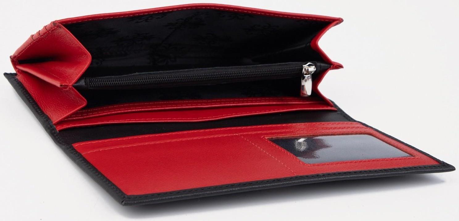 Кошелёк на молнии цвет чёрный/красный