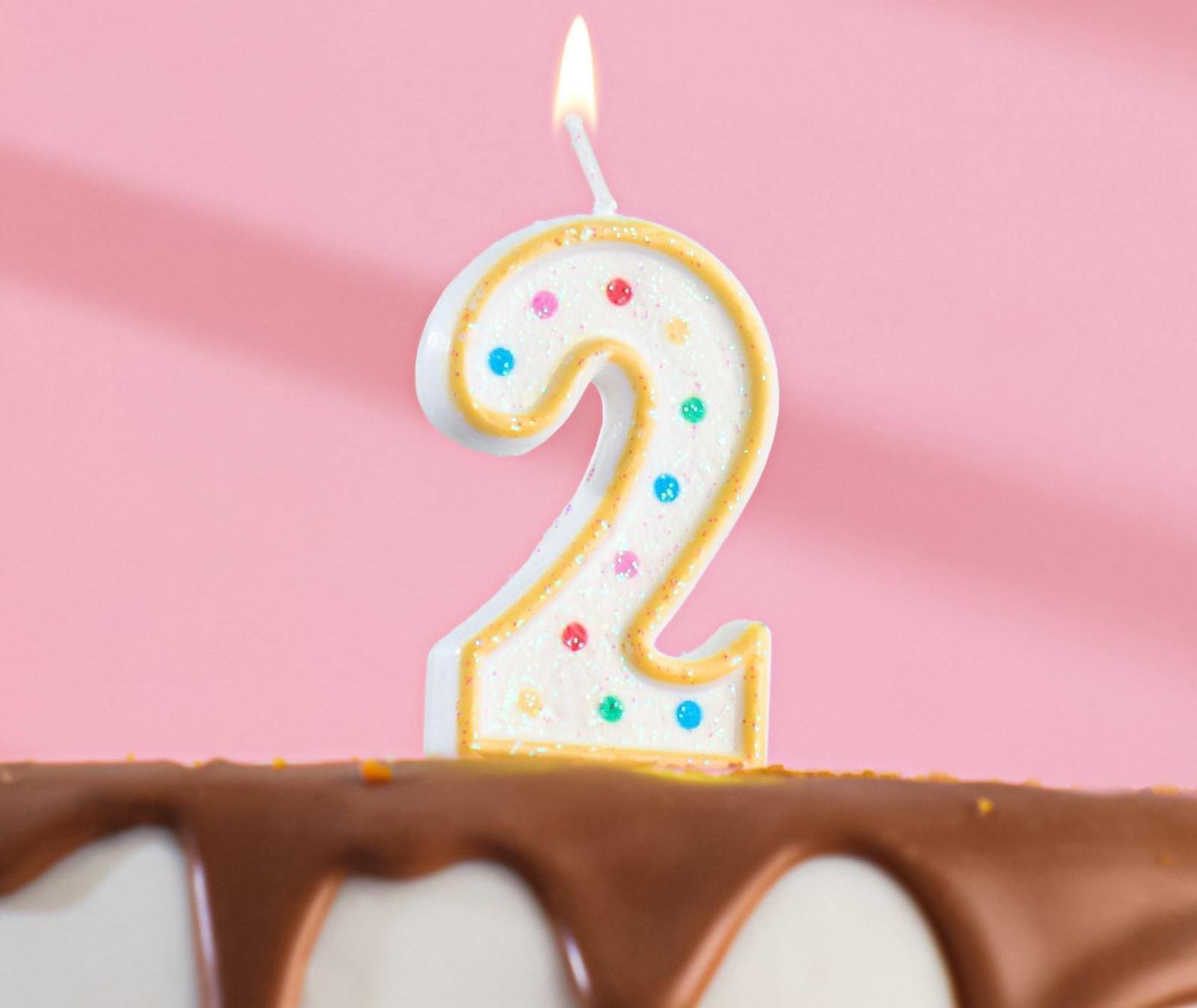 Свеча восковая для торта с блестками 