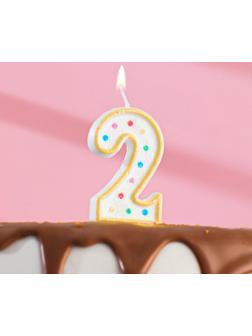 Свеча восковая для торта с блестками 