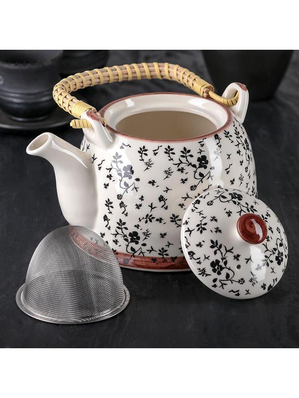 Чайник керамический заварочный «Цветочная фантазия», 900 мл, металлическое сито