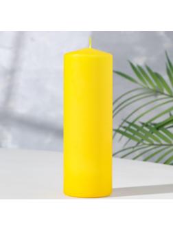 Свеча - цилиндр, 5х15 см, желтая лакированная, 14 ч