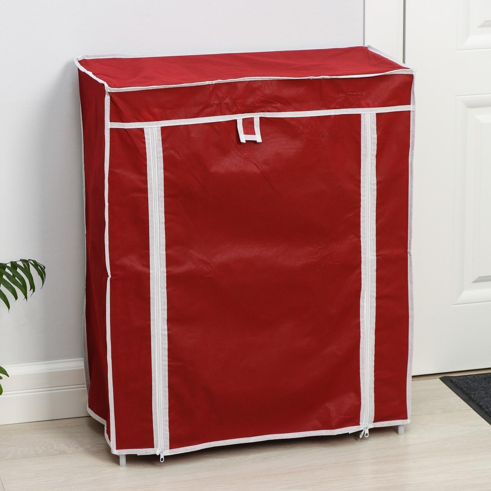 Обувница, 4 яруса, 57×28×72 см, цвет бордовый