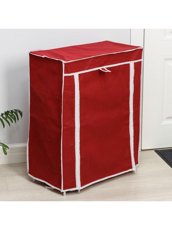 Обувница, 4 яруса, 57×28×72 см, цвет бордовый