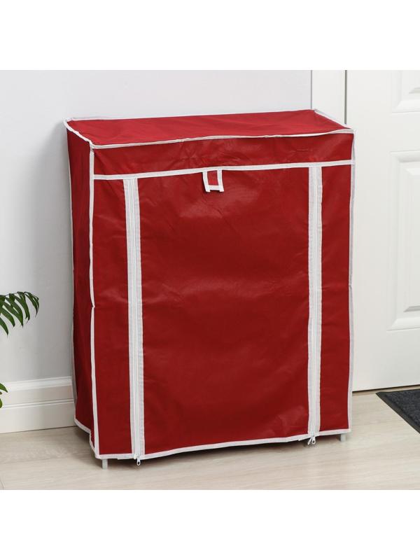 Обувница, 4 яруса, 57×28×72 см, цвет бордовый