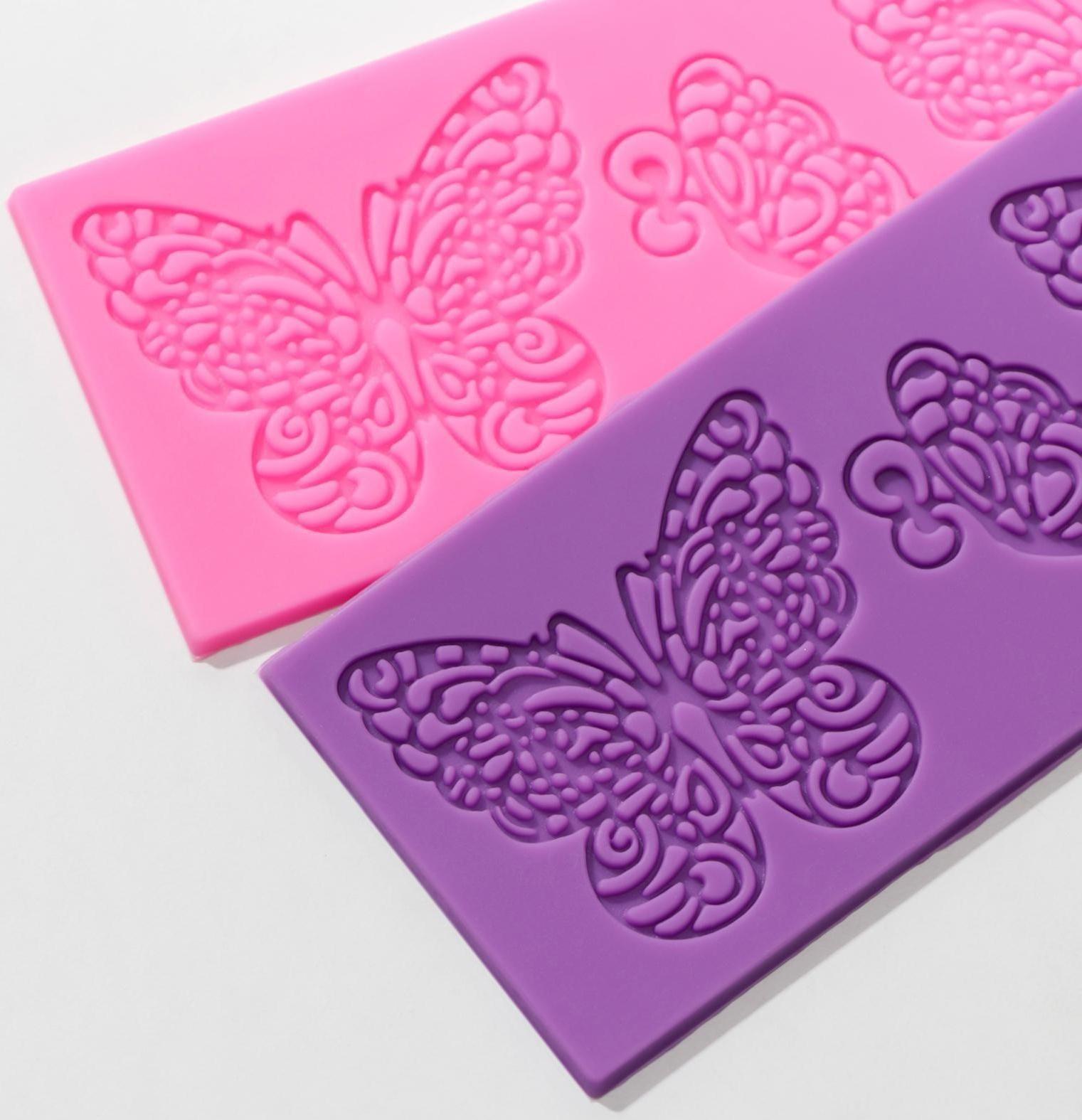 Силиконовый коврик для айсинга Доляна «Бабочки», 19×6 см, цвет МИКС