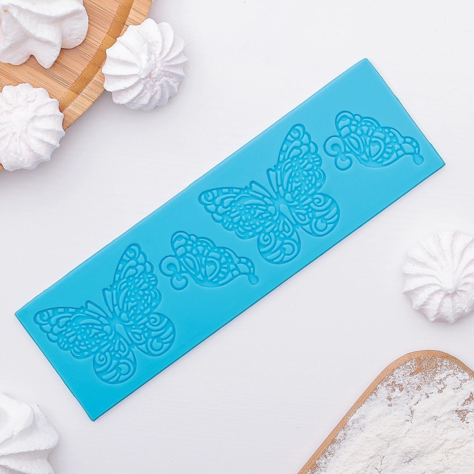 Силиконовый коврик для айсинга Доляна «Бабочки», 19×6 см, цвет МИКС