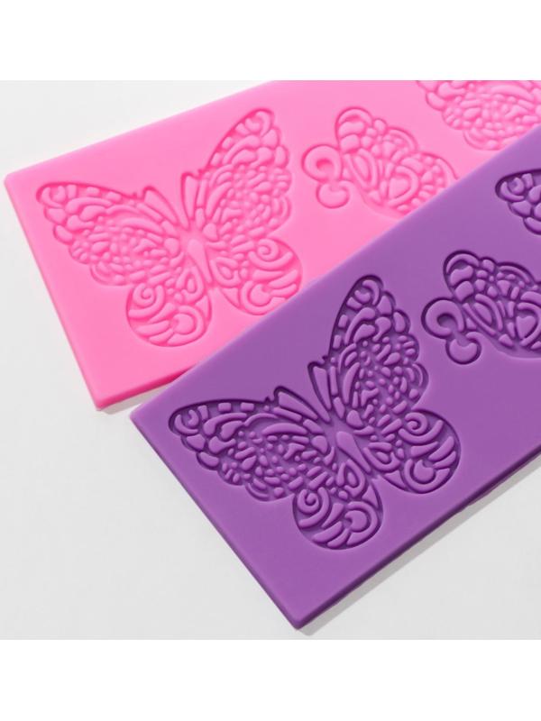 Силиконовый коврик для айсинга Доляна «Бабочки», 19×6 см, цвет МИКС