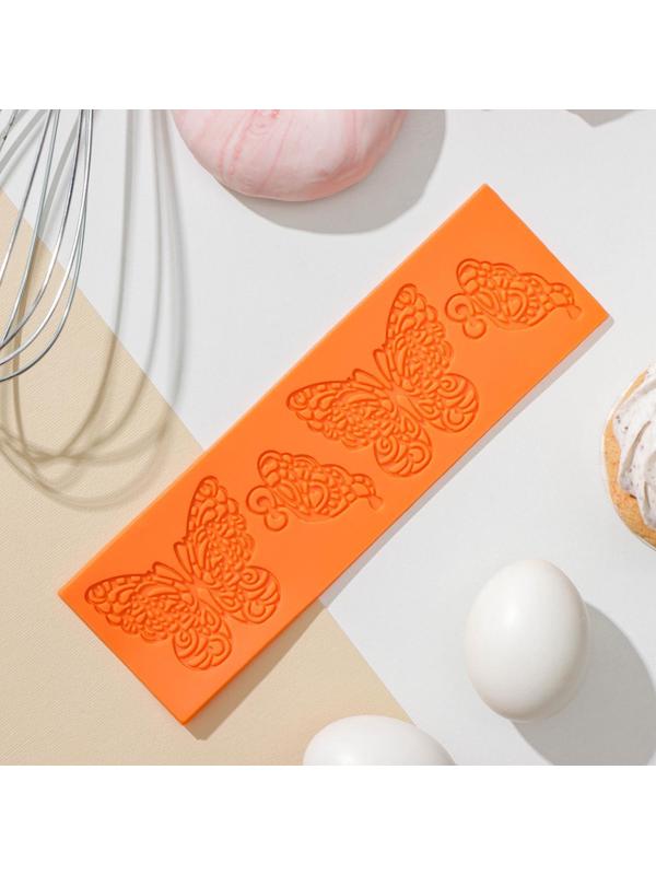 Силиконовый коврик для айсинга Доляна «Бабочки», 19×6 см, цвет МИКС