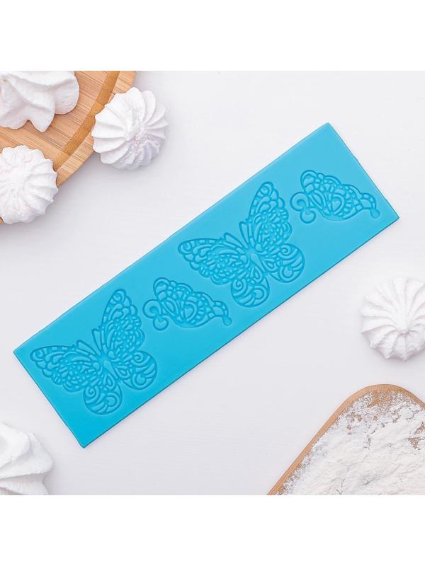 Силиконовый коврик для айсинга Доляна «Бабочки», 19×6 см, цвет МИКС