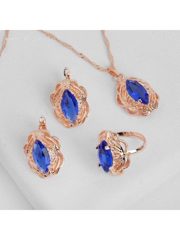 Гарнитур 3 предмета: серьги, кулон, кольцо безразмерное 