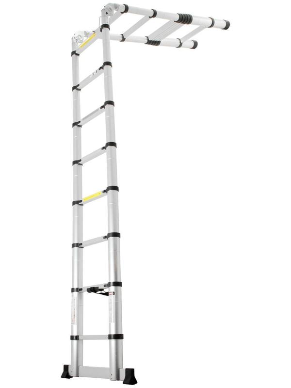Стремянка-лестница телескопическая ТУНДРА, раскладная, алюминиевая, 2.5 х 2.5 м