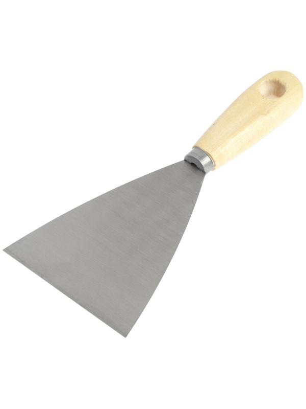 Шпатель малярный ТУНДРА, металлический, деревянная рукоятка, 100 мм