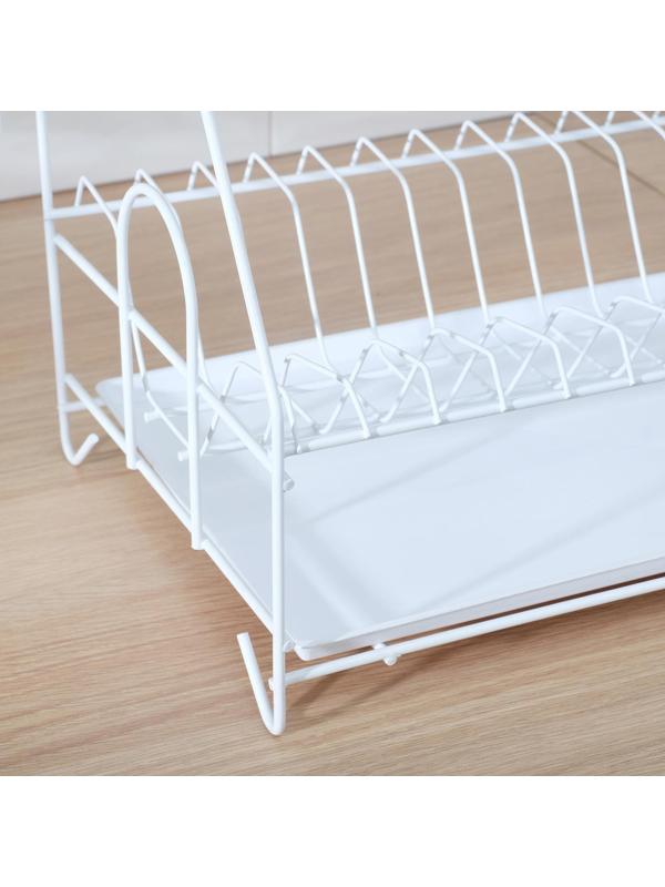 Сушилка для посуды с поддоном 2-х ярусная, 24×40×38 см, цвет белый