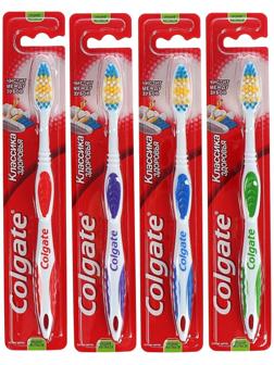 Зубная щетка Colgate Классик плюс, средней жесткости, микс