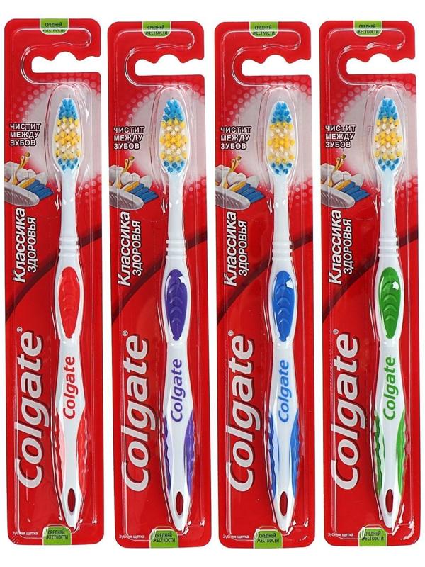 Зубная щетка Colgate Классик плюс, средней жесткости, микс