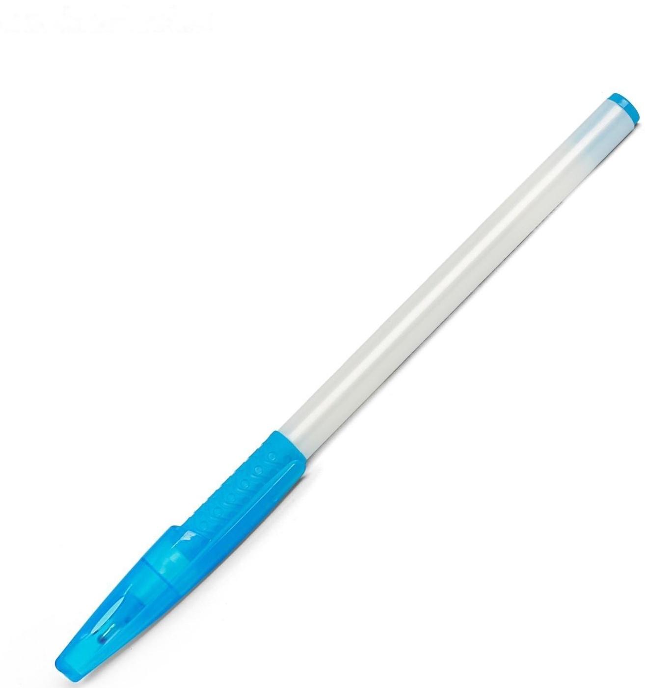 Ручка шариковая 0.7 мм, стержень синий, корпус белый с резиновым держателем и колпачком, МИКС