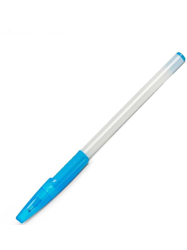 Ручка шариковая 0.7 мм, стержень синий, корпус белый с резиновым держателем и колпачком, МИКС