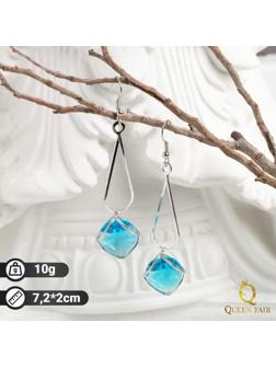 Серьги висячие со стразами 