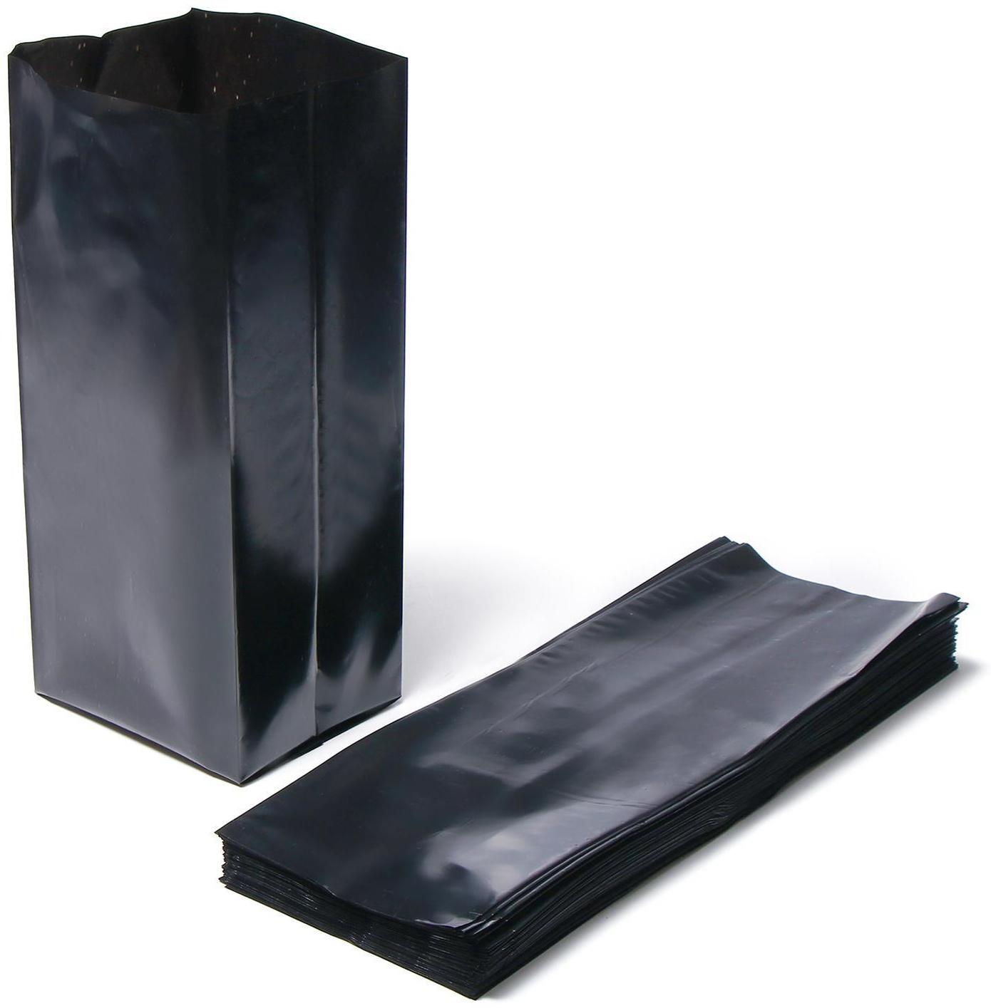 Пакет для рассады, 5 л, 12 × 35 см, полиэтилен толщиной 100 мкм, с перфорацией, чёрный, Greengo