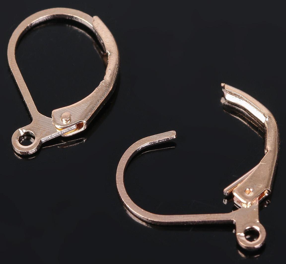 Швензы с французской застёжкой, 16 мм (набор 5 пар), цвет золото