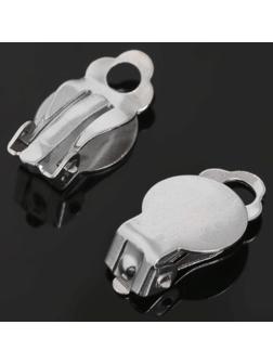 Основа под серьги-клипсы, 17 мм (набор 5 пар), цвет серебро