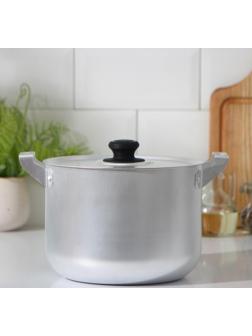 Кастрюля, 4,5 л, металлическая крышка, цвет хромированный