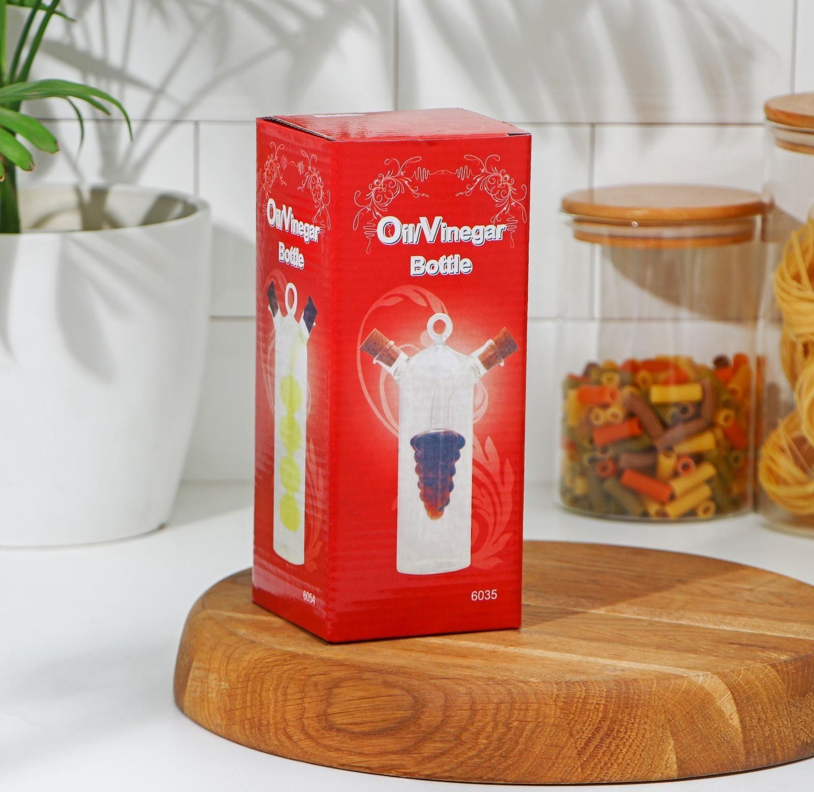 Бутыль стеклянная для соуса и масла 2 в 1 «Фьюжн», 250/100 мл, 8×6×20 см