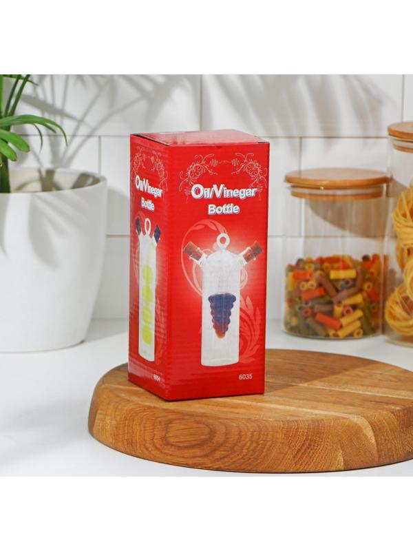 Бутыль стеклянная для соуса и масла 2 в 1 «Фьюжн», 250/100 мл, 8×6×20 см